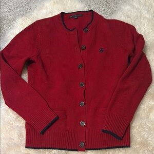Brooks Brothers Wool Red and Navy Cardigan